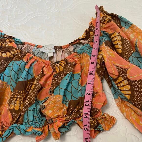 Cleobella Faye Cropped 3/4-Sleeve Blouse Balloon Sleeve Crop Women’s Size Small - Picture 2 of 5